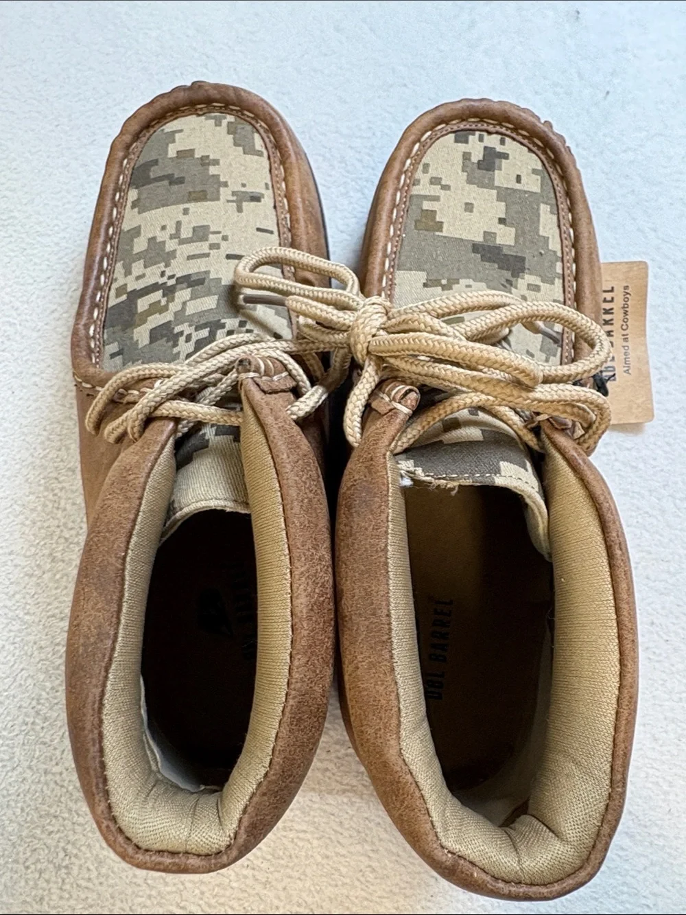DBL Barrel Kids' Moccasin Shoes in Brown with Camo